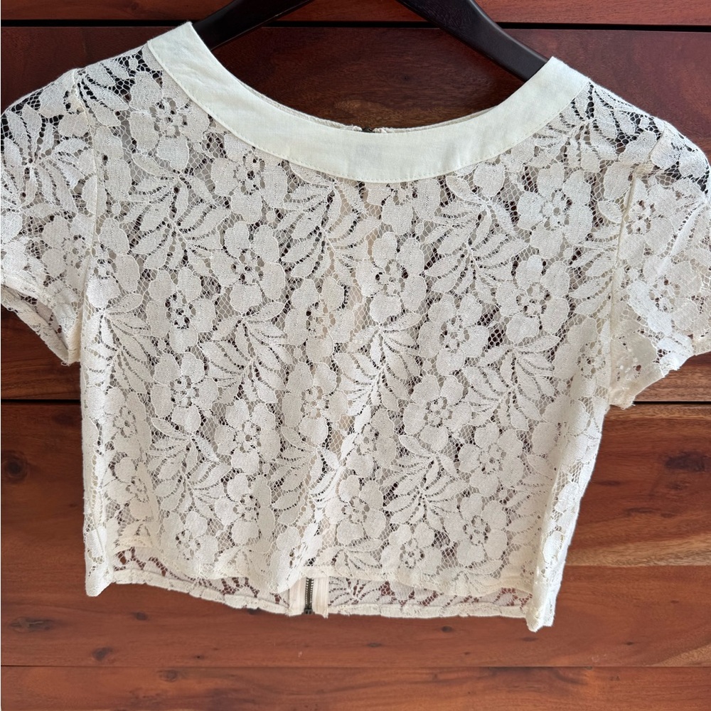 The Hanger Cream Lace Floral Top